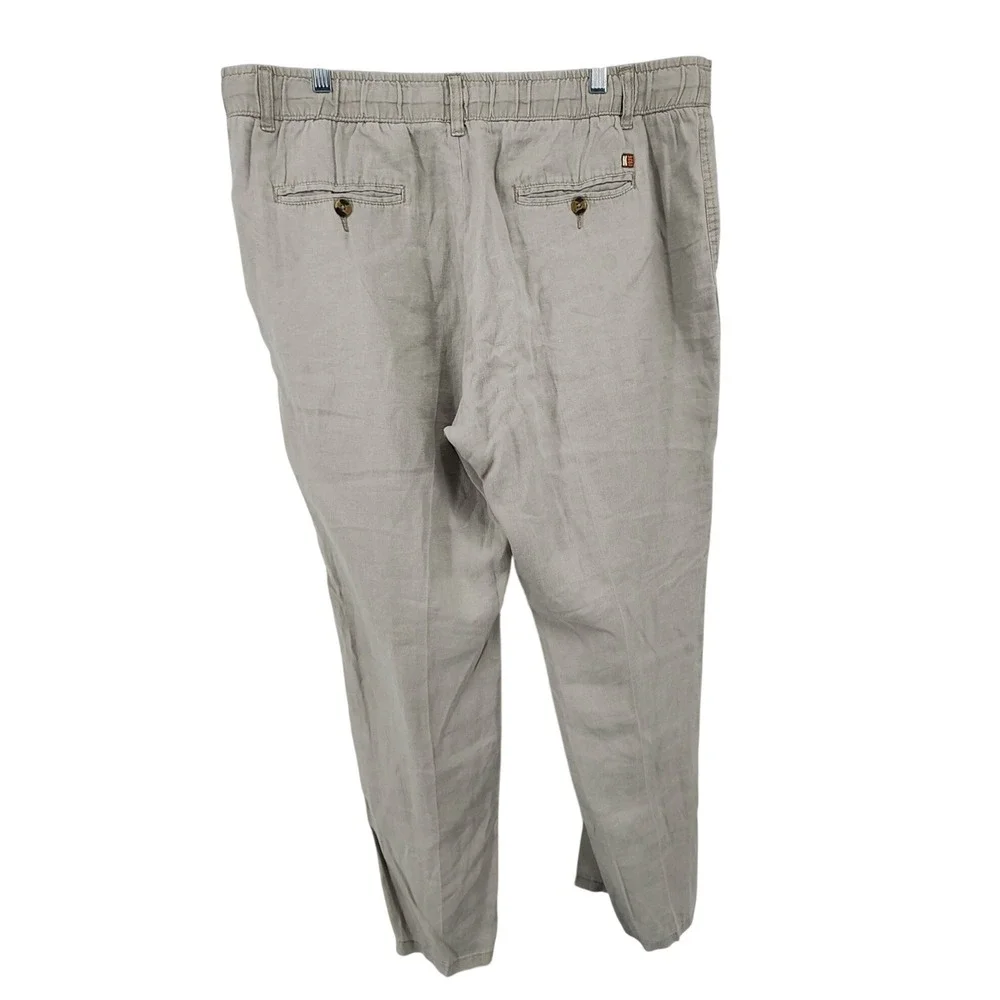 Kahala 38 Khaki Linen Drawstring Pants Beach Tropical Island Vacation Summer Men